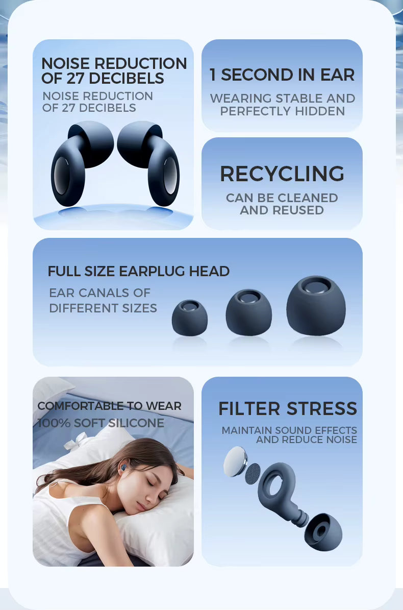 Quiet Ear Plugs – 27dB Noise Reduction | Comfortable Silicone for Sleep, Travel & Focus