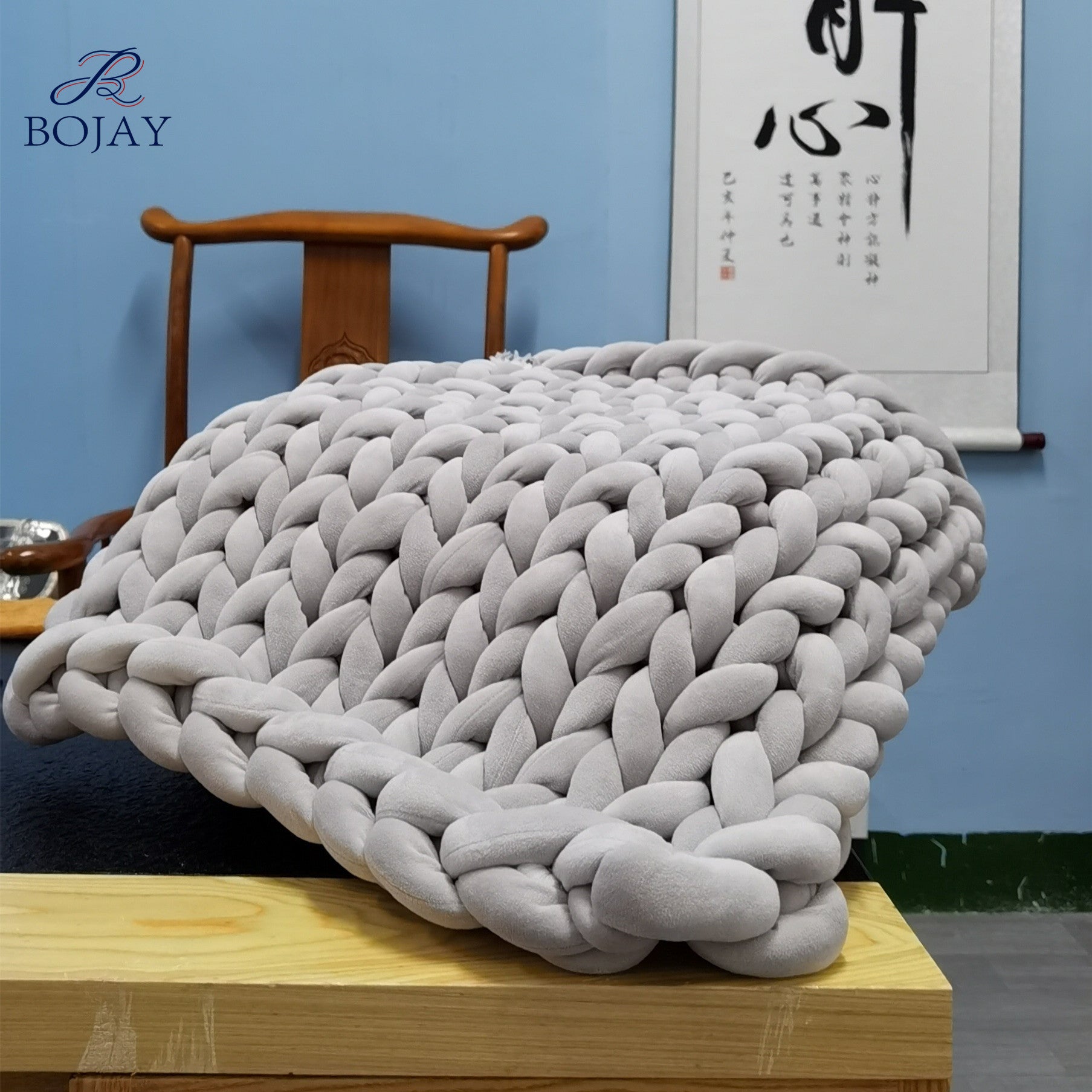 Chunky Knit Weighted Blanket – Handmade Velvet Tube Design for Stress Relief & Better Sleep
