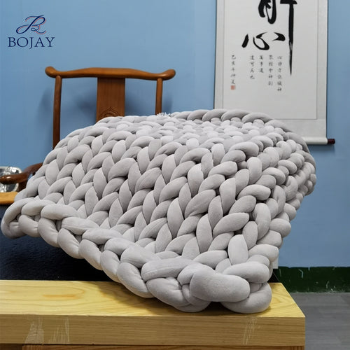 Chunky Knit Weighted Blanket – Handmade Velvet Tube Design for Stress Relief & Better Sleep
