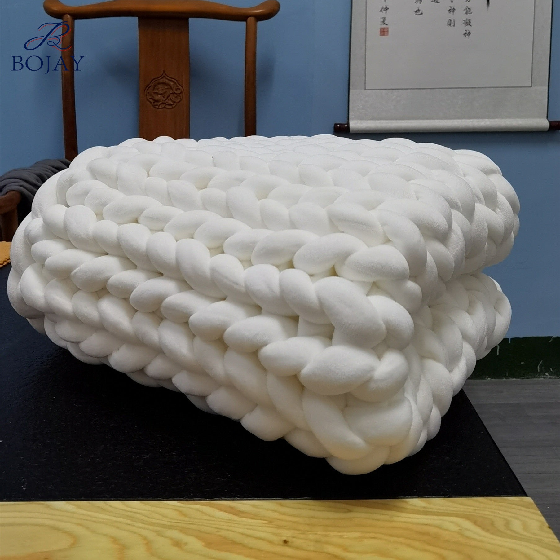 Chunky Knit Weighted Blanket – Handmade Velvet Tube Design for Stress Relief & Better Sleep