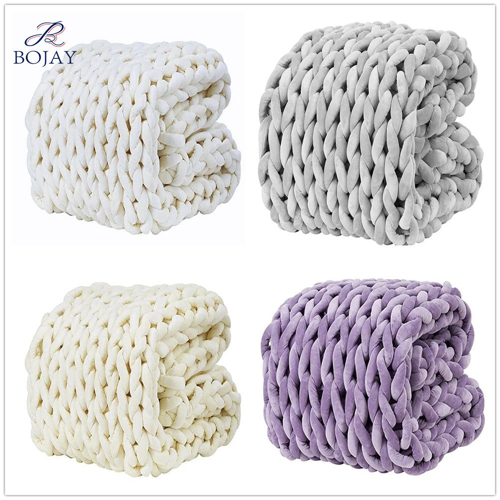 Chunky Knit Weighted Blanket – Handmade Velvet Tube Design for Stress Relief & Better Sleep