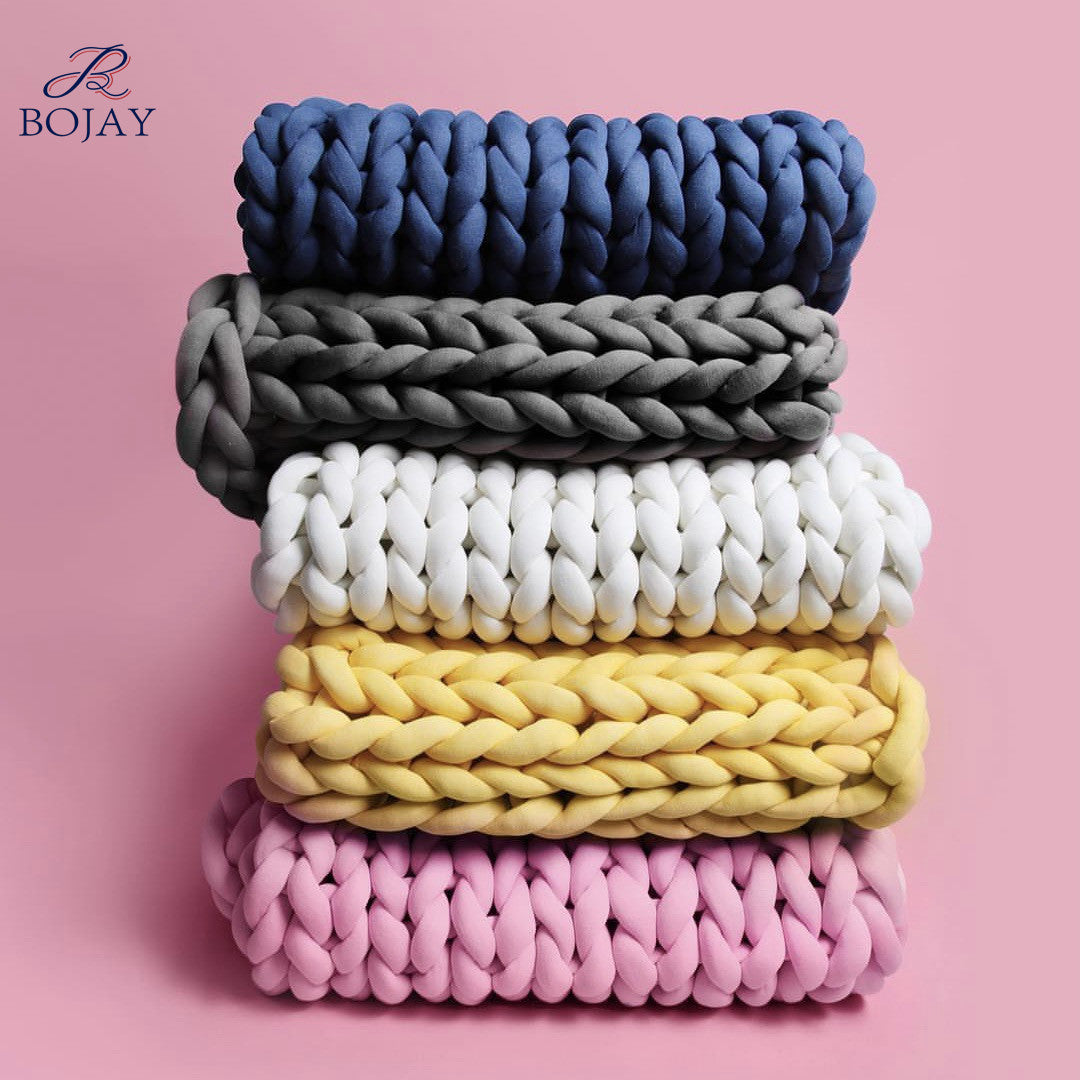 Chunky Knit Weighted Blanket – Handmade Velvet Tube Design for Stress Relief & Better Sleep