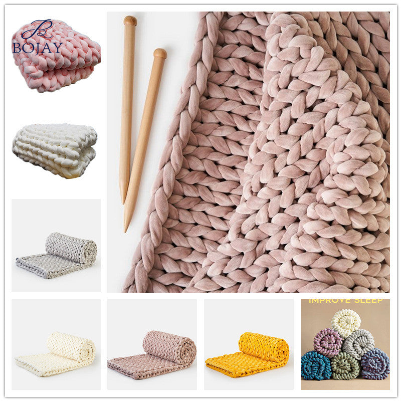 Chunky Knit Weighted Blanket – Handmade Velvet Tube Design for Stress Relief & Better Sleep